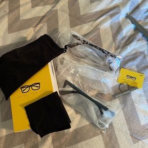 3 Pair Blue Light Protective Computer Glasses Non Rx Black Leopard & Clear NEW